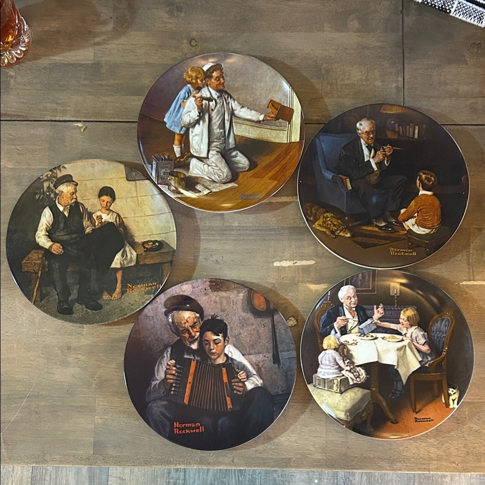 Vintage Set of 5 Norman Rockwell Collectors Plates - Heritage 1979-1984